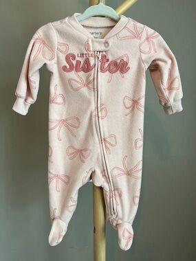 ⭐️⭐️PICK 5 / $20 Carter's Pink 'Little Sister' Fleece Footed Pajama Sleeper 3M